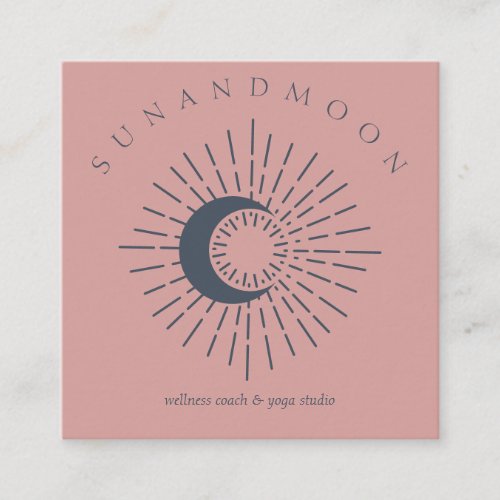 Pink Navy Healing Sun Moon Spiritual Solar Energy Square Business Card