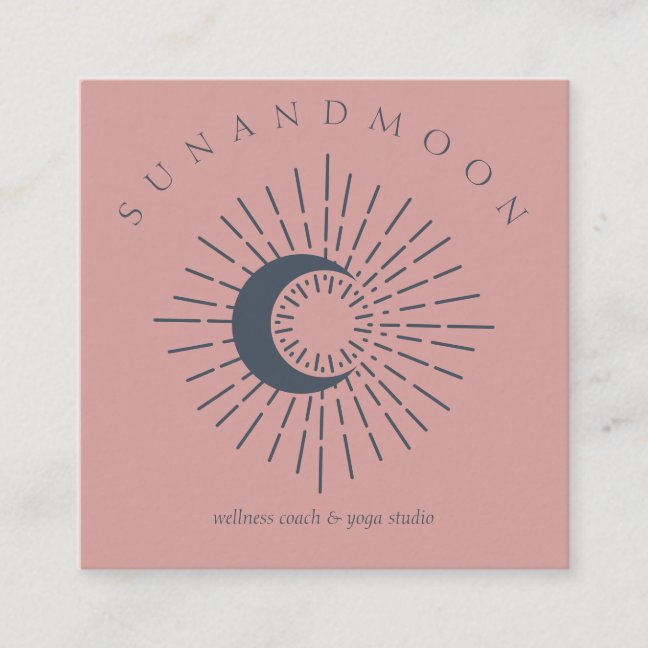 Pink Navy Healing Sun Moon Spiritual Solar Energy Square Business Card
