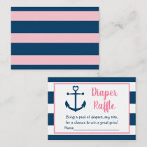 Pink Navy Nautical Anchor Baby Diaper Raffle Enclosure Card