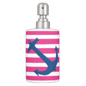 Pink & Navy Nautical Anchor Bathroom Accessory Set (Front)