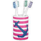 Pink & Navy Nautical Anchor Bathroom Accessory Set
