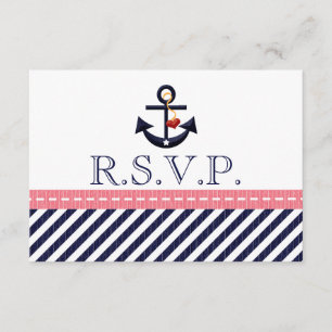Pink Navy Nautical Anchor RSVP Response Cards