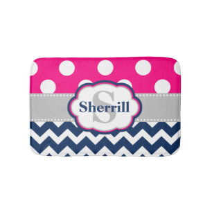 Pink Navy Personalized Bathmat