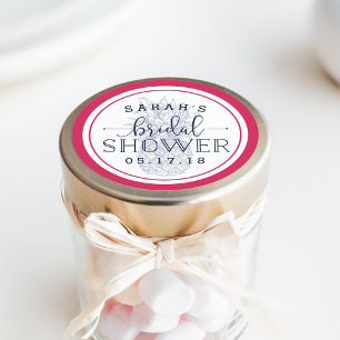 Pink & Navy Pineapple Bridal Shower Classic Round Sticker
