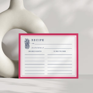 Pink & Navy Pineapple Recipe Card
