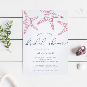 Pink & Navy Starfish Bridal Shower Invitation