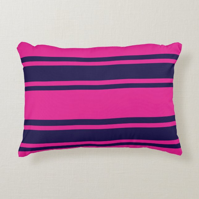 Pink Navy Stripes Accent Pillow (Front)