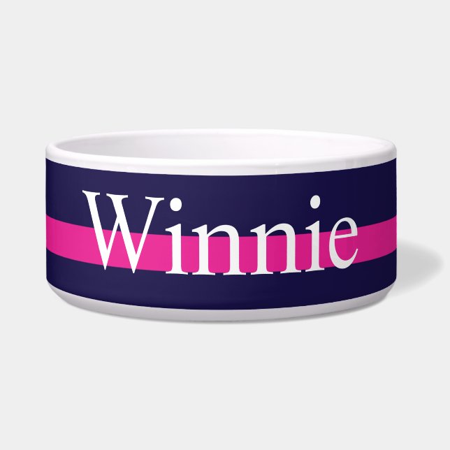 Pink Navy Stripes Bowl (Front)