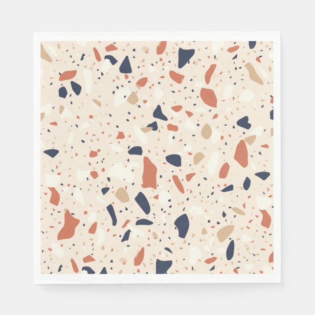 Pink Navy Terrazzo Effect Napkins (Front)