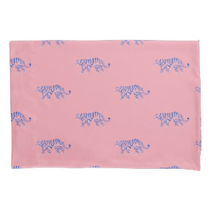 Pink & Navy Tiger Pattern for Kids, Teens, Girls Pillow Case