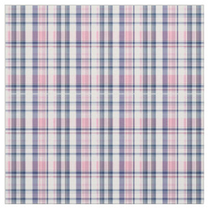 Pink Navy White Preppy Madras Style Plaid Sz2#3 Fabric