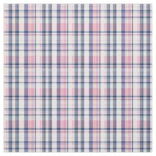 Pink Navy White Preppy Madras Style Plaid Sz2#3 Fabric