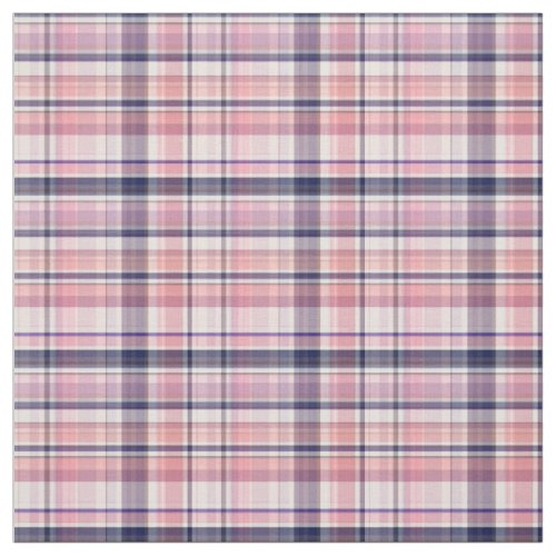 Pink Navy White Preppy Madras Style Plaid Sz34 Fabric