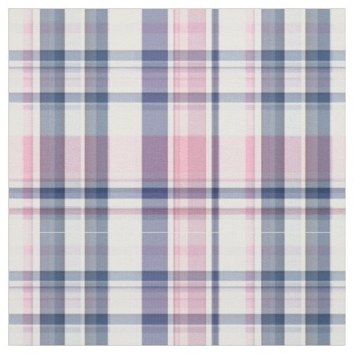Pink Navy White Preppy Madras Style Plaid Sz6#3 Fabric