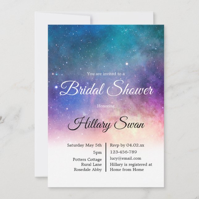 Pink Nebula Bridal Shower Invitation (Front)
