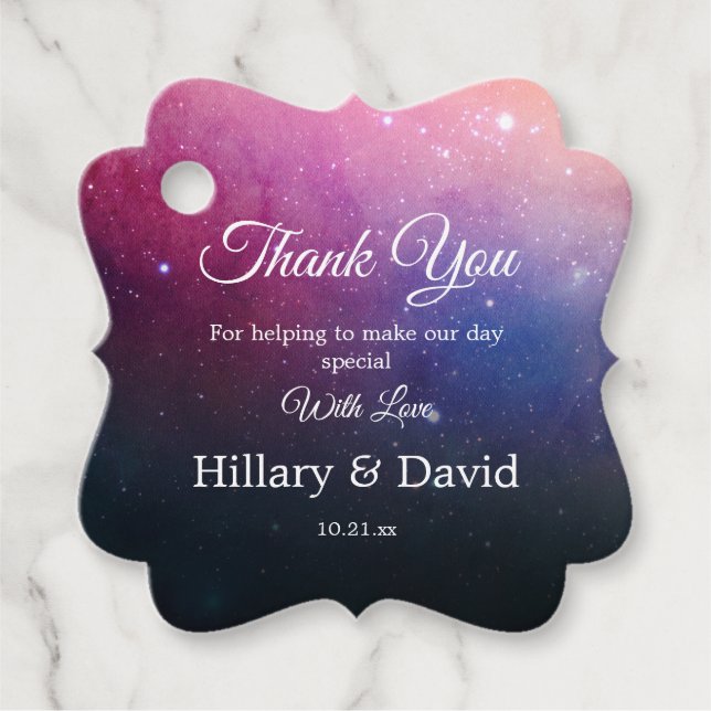 Pink Nebula Clouds Favor Tags (Front)