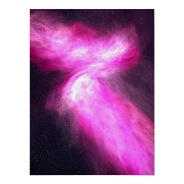 Pink Nebula Galaxy Art Glossy Poster (Front)
