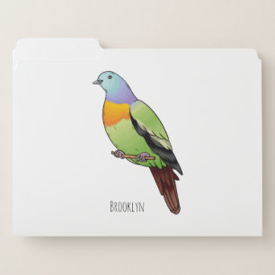 Pink-necked green pigeon bird cartoon illustration file folder