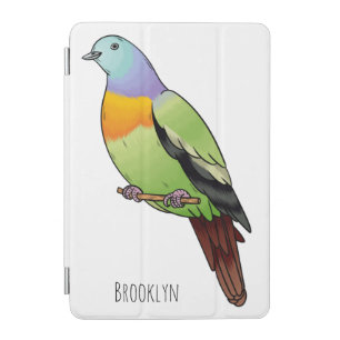 Pink-necked green pigeon bird cartoon illustration iPad mini cover