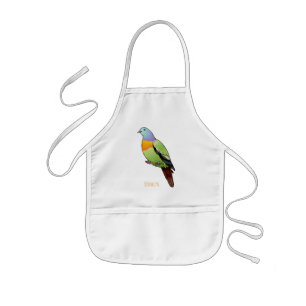 Pink-necked green pigeon bird cartoon illustration kids' apron