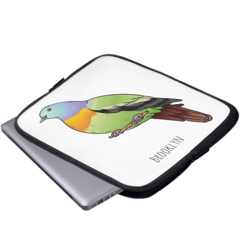 Pink_necked green pigeon bird cartoon illustration laptop sleeve