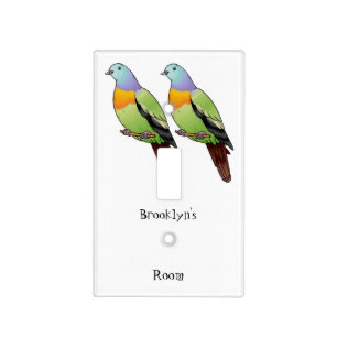 Pink-necked green pigeon bird cartoon illustration light switch cover
