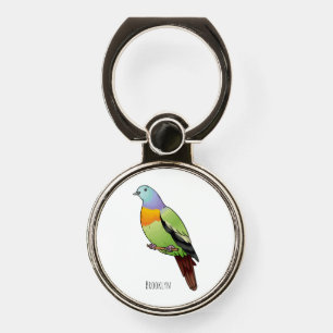 Pink-necked green pigeon bird cartoon illustration phone ring stand