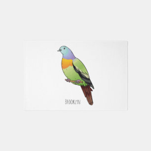 Pink-necked green pigeon bird cartoon illustration rug