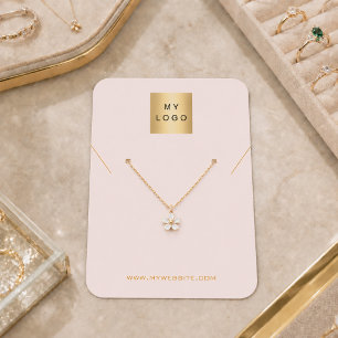 Pink necklace jewelry photo logo display card