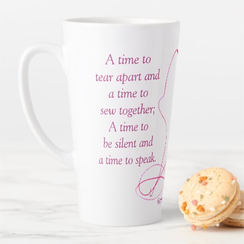 Pink Needle and Thread with Bible Verse Latte Mug
