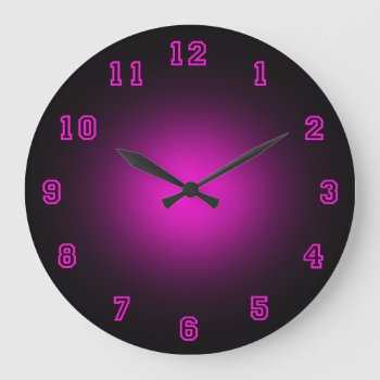 Pink Neon 10.75" Large Clock by arklights at Zazzle