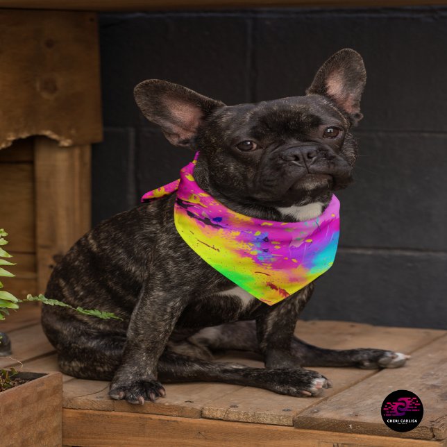 Pink Neon Abstract Paint Splash Bandana (Warning: may outshine owner.)