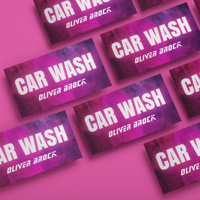 Pink Neon Auto Detailing Car Wash  Business Card (Creator Uploaded)