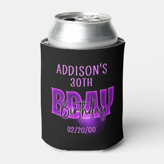 Pink Neon Birthday Can Cooler (Can Front)