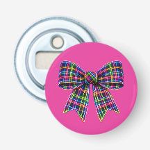 Pink Neon Bow Tartan Ribbon Scottish Cute