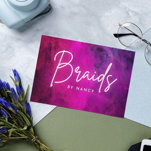 Pink Neon Braids  Business Card