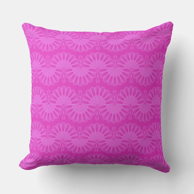 pink neon bright geometric pattern throw pillow (Front)