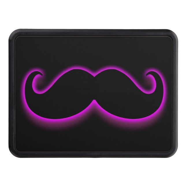 Pink Neon Classic Mustache on Hitch Print Tow Hitch Cover (Front)