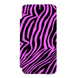 Pink neon color zebra pattern iPhone SE/5/5s wallet case