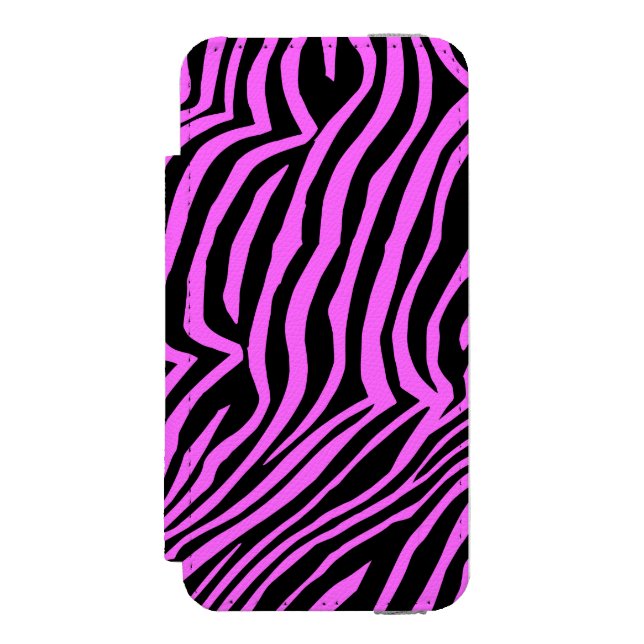 Pink neon color zebra pattern incipio iPhone wallet case (Folio Front)