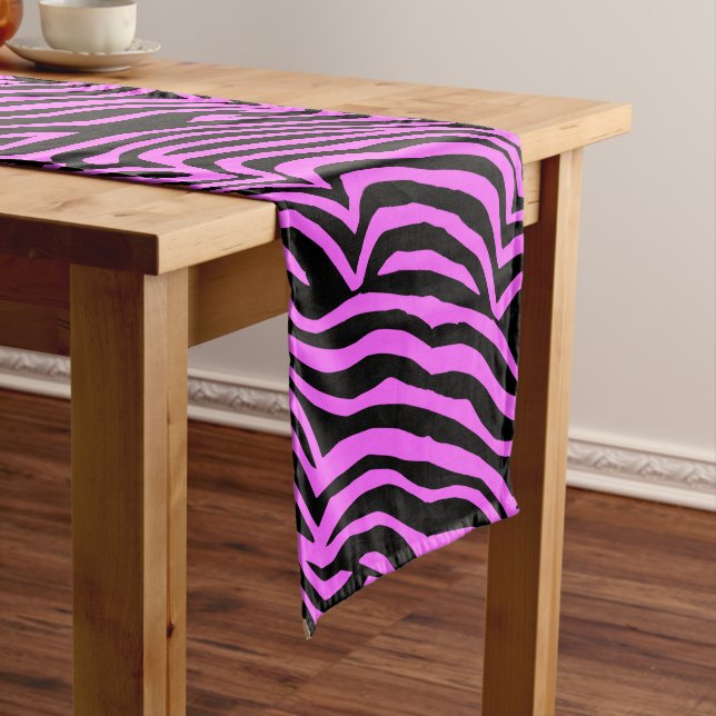 Pink neon color zebra pattern short table runner (In Situ)