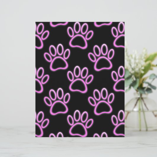 Pink Neon Dog Paw Print (Standing Front)
