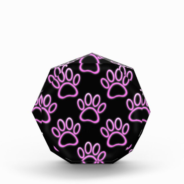 Pink Neon Dog Paw Print Award (Front)