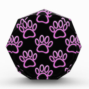 Pink Neon Dog Paw Print Award