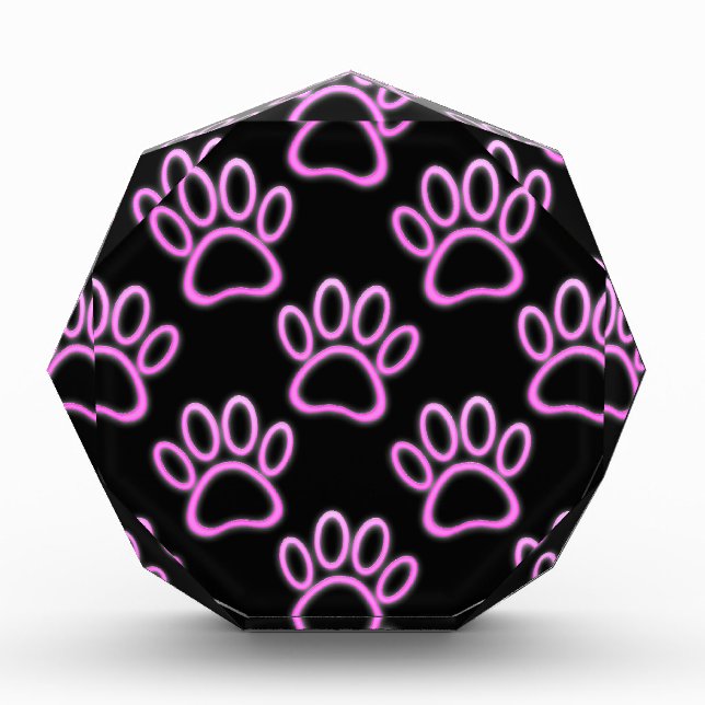 Pink Neon Dog Paw Print Award (Front)