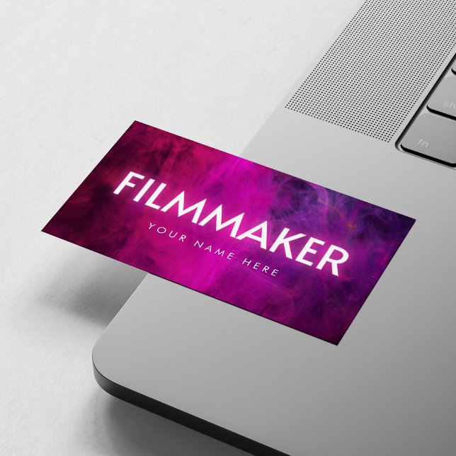 Pink Neon Filmmaker  Business Card (Creator Uploaded)