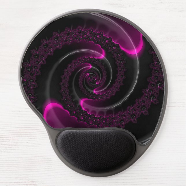 Pink Neon Fractal Spiral Gel Mouse Pad (Front)