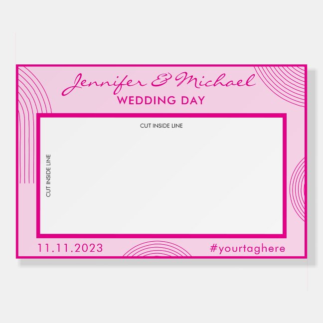 Pink Neon Geometric Line Photo Booth Selfie Foam Board
