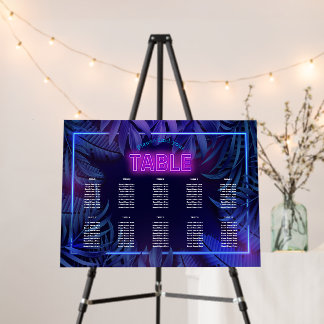 Pink Neon Glow in the Dark Birthday Seating Chart Foam Board