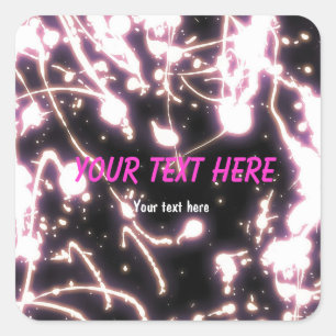 Pink neon glow stick party sticker label